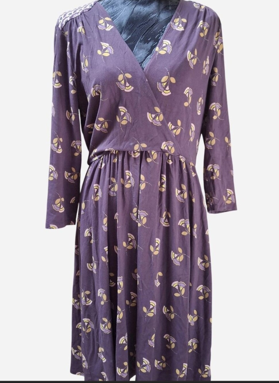 Boden Women’s Glenda Faux Wrap Smart Day Dress - Purple Floral Print